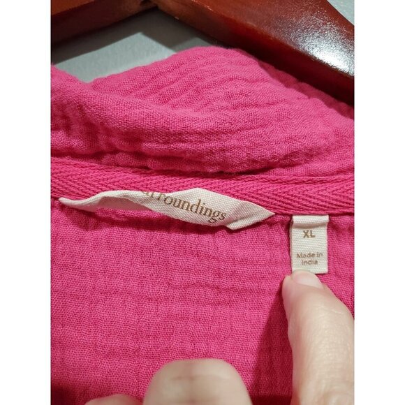 Soft Surroundings Giovinezza Tunic Top Pink Gauze Peasant Boho Slub Cotton Sz XL - Picture 8 of 13